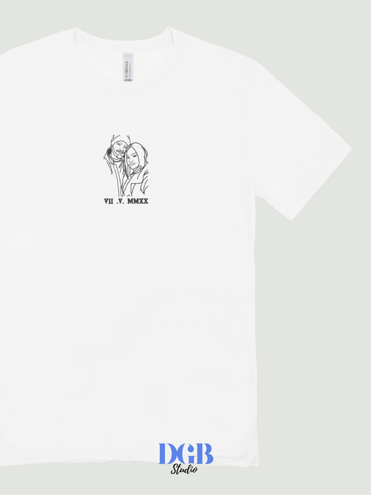 Custom line art embroidery design